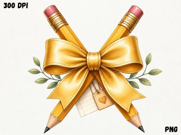 Download Golden Pencil Bow PNG, Teacher Png - Premium Resources