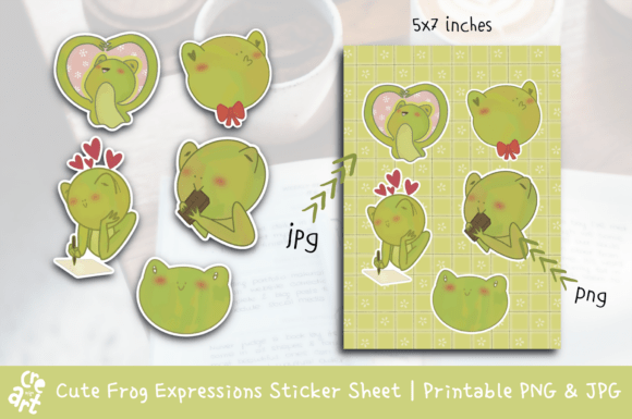 Download Cute Frog Expressions Sticker Sheet - Premium Bundle