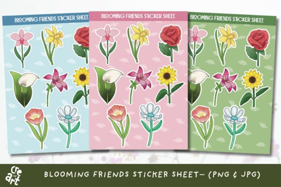 Download Blooming Friends Floral Sticker Sheet - Premium Bundle